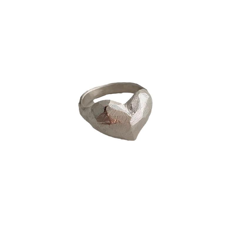925 Silver Rings For Women Simple Minimalist Retro Heart Open Finger Ring Fashion Band Female Bijoux Gift