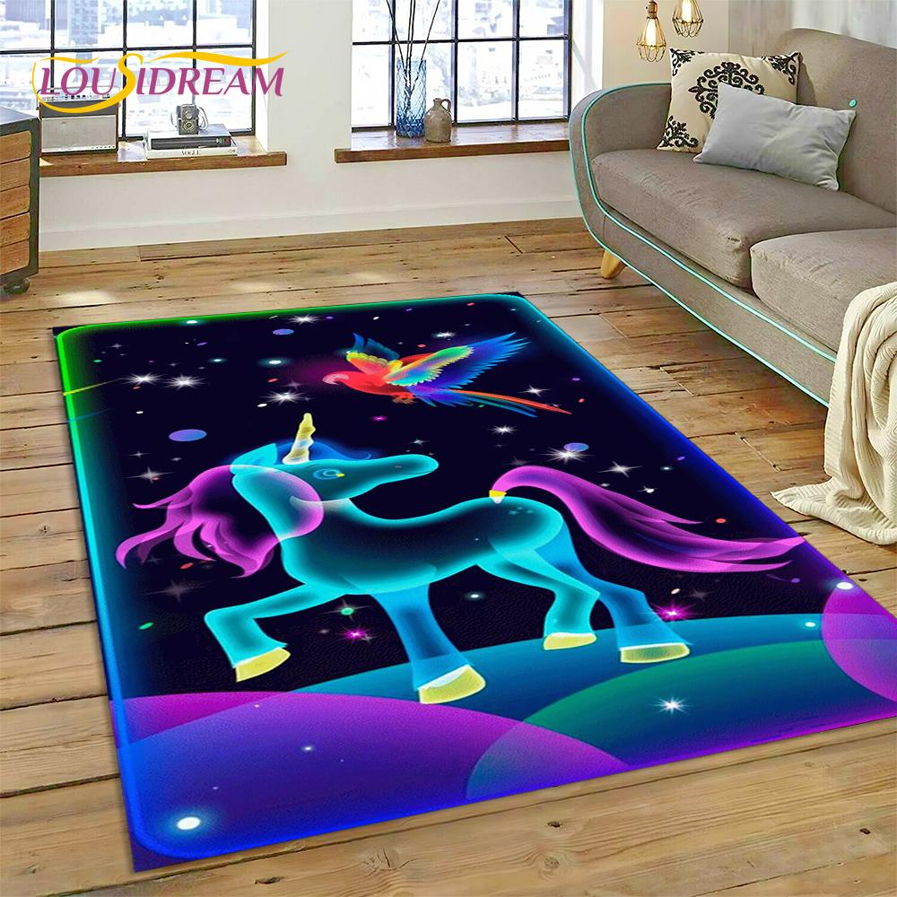 3D Cartoon Cute Unicorn Animal Carpet Rug for Home Living Room Bedroom Sofa Doormat Decor,Child Play Area Rug Non-slip Floor Mat