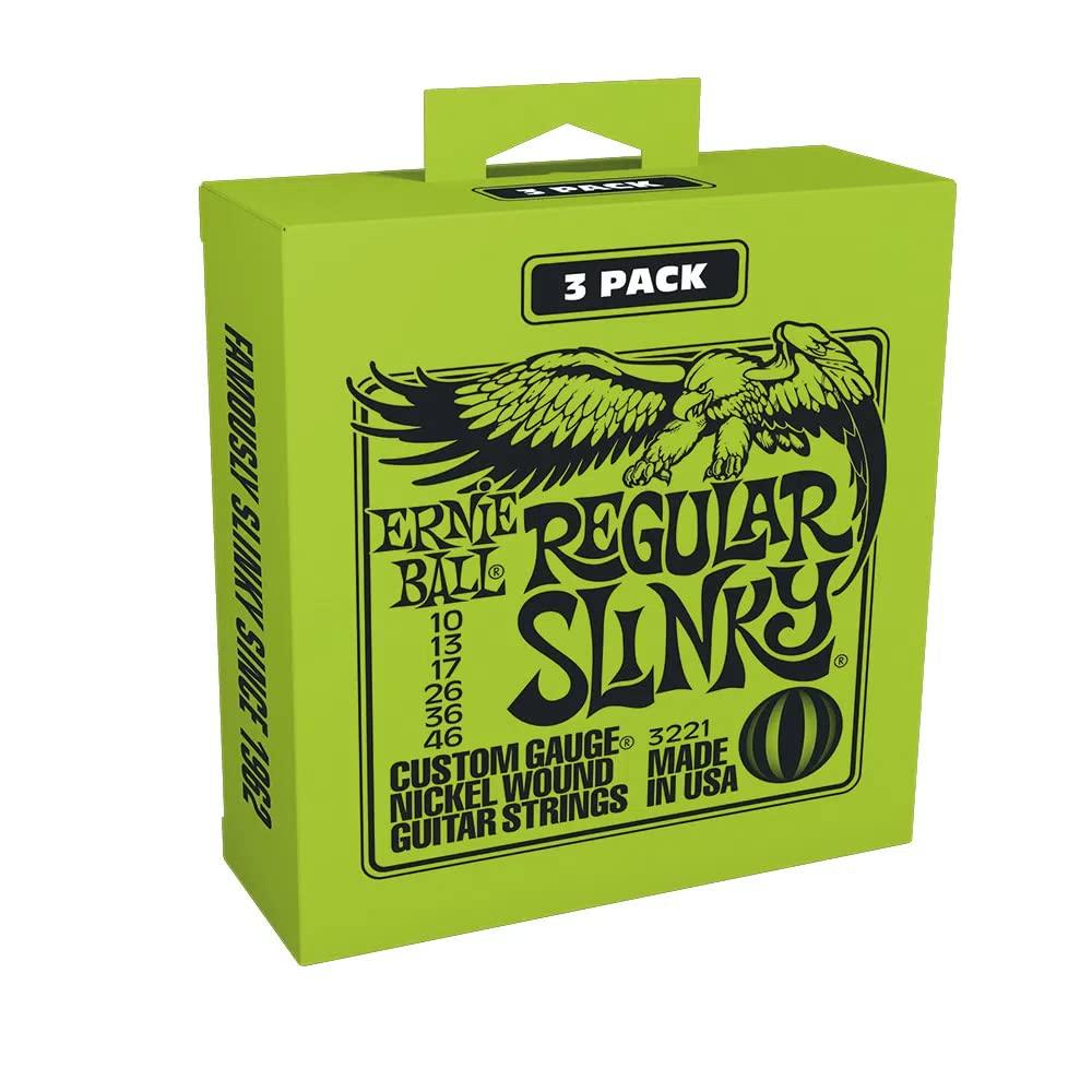 [Authentic] ERNIE BALL 3221 Electric Guitar Strings (10-46) Regular Slinky 3-Pack