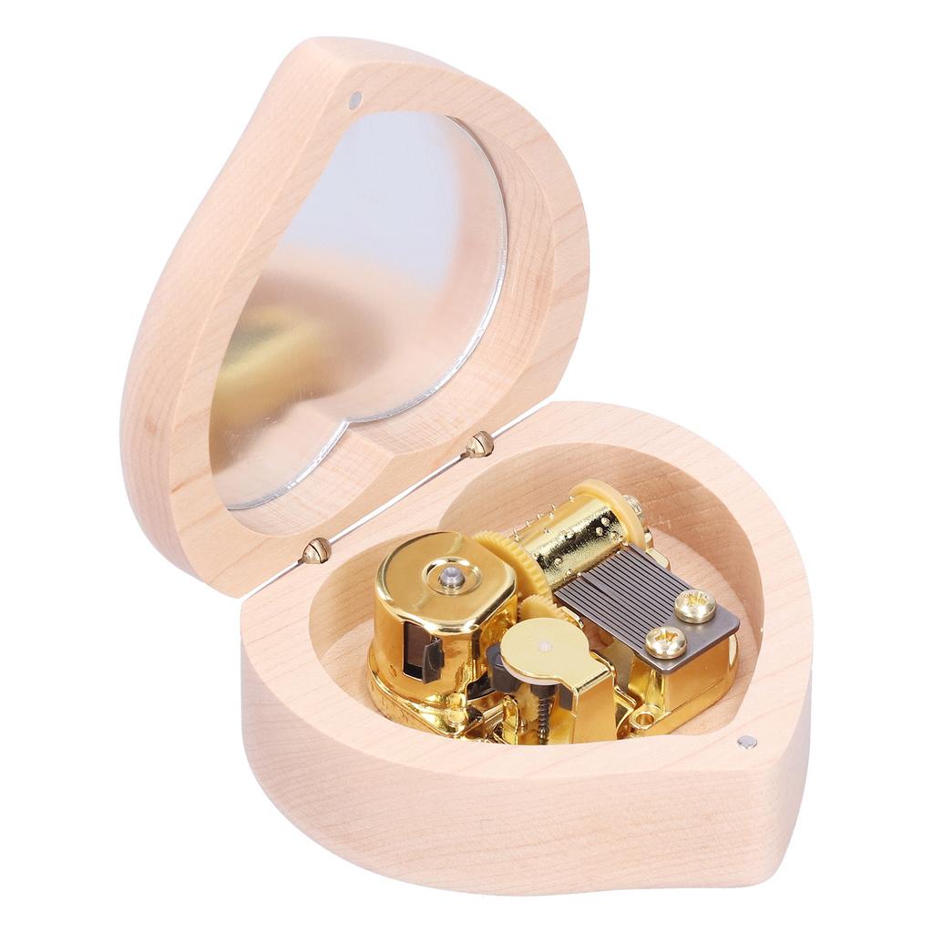Wood Heart Shape Music Box Musical Box for Birthday Christmas New Year Girlfriend Lover Gift