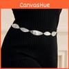 Ladies Vintage Leaf Texture Metal Waist Belt With Hook For Retro Spring Summer Wear