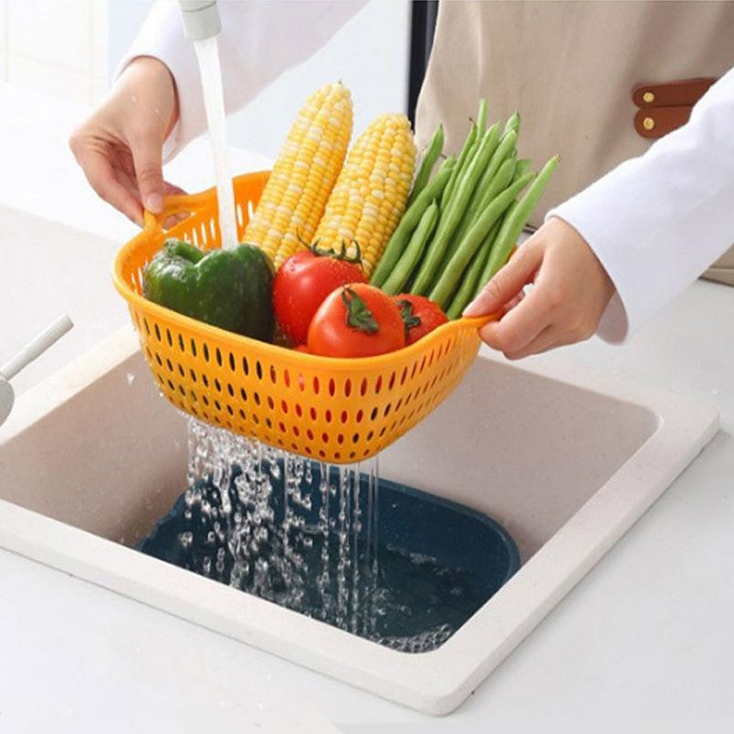 Double-Layer Drain Basket: Multifunctional Vegetable Washer & Fruit Storage Plate