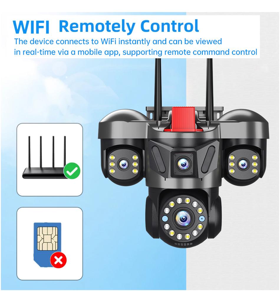 Triple-Lens 6MP Outdoor WiFi Surveillance Camera with Remote HD View