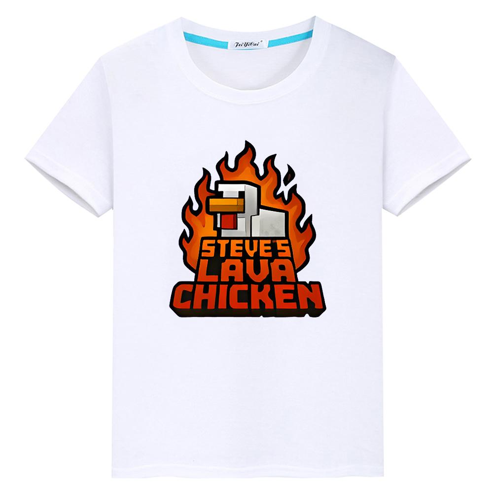 chicken jockey Kawaii t shirt for kids boy 10year 100%Cotton Print Cartoon Tops Anime Short Tees kids clothe girls y2k one piece