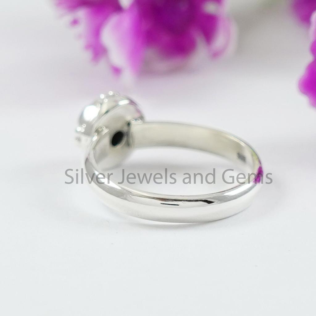 Handmade Round Black Onyx Ring, 925 Sterling Silver, December Birthstone