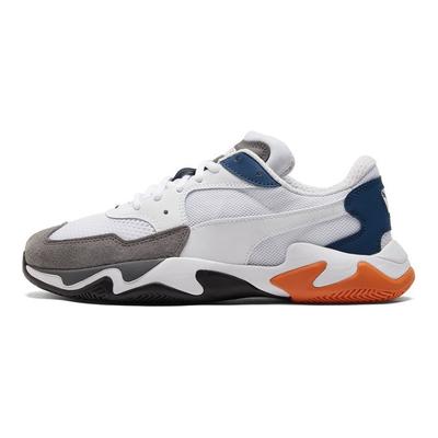 Storm Origin Stoff Zweilagiges Rindsleder Synthetisches Leder Sportliche Schuhe mit runder Zehenpartie Niedrig geschnittene Lifestyle-Freizeitschuhe Unisex-Sneakers Weiß Grau Blau 369770-10