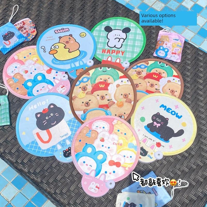 Folding Fan Portable Mini Reflector Fan Small Fan for Girls to Carry with Them New Style Folding Round Fan Children's Summer Fan