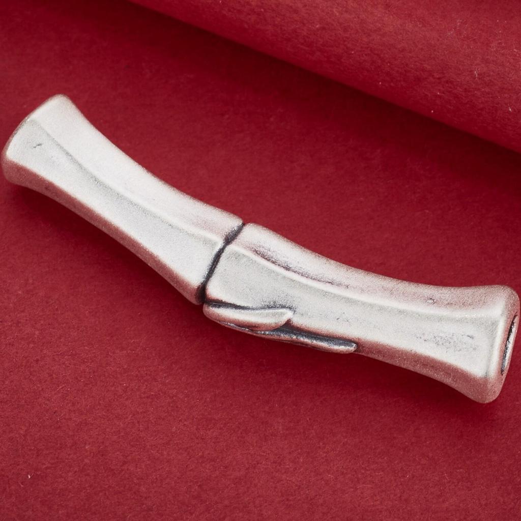 S999 Sterling Silver Bamboo Joint Bent Tube Beads for DIY Bracelets