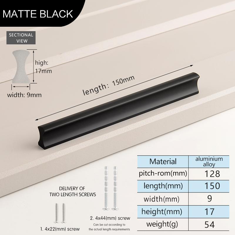 Simple Modern Cabinet Door Aluminum Alloy Handles Wardrobe Long Handles Length Of 500mm Black Drawer Pulls Kitchen Cupboard Pull