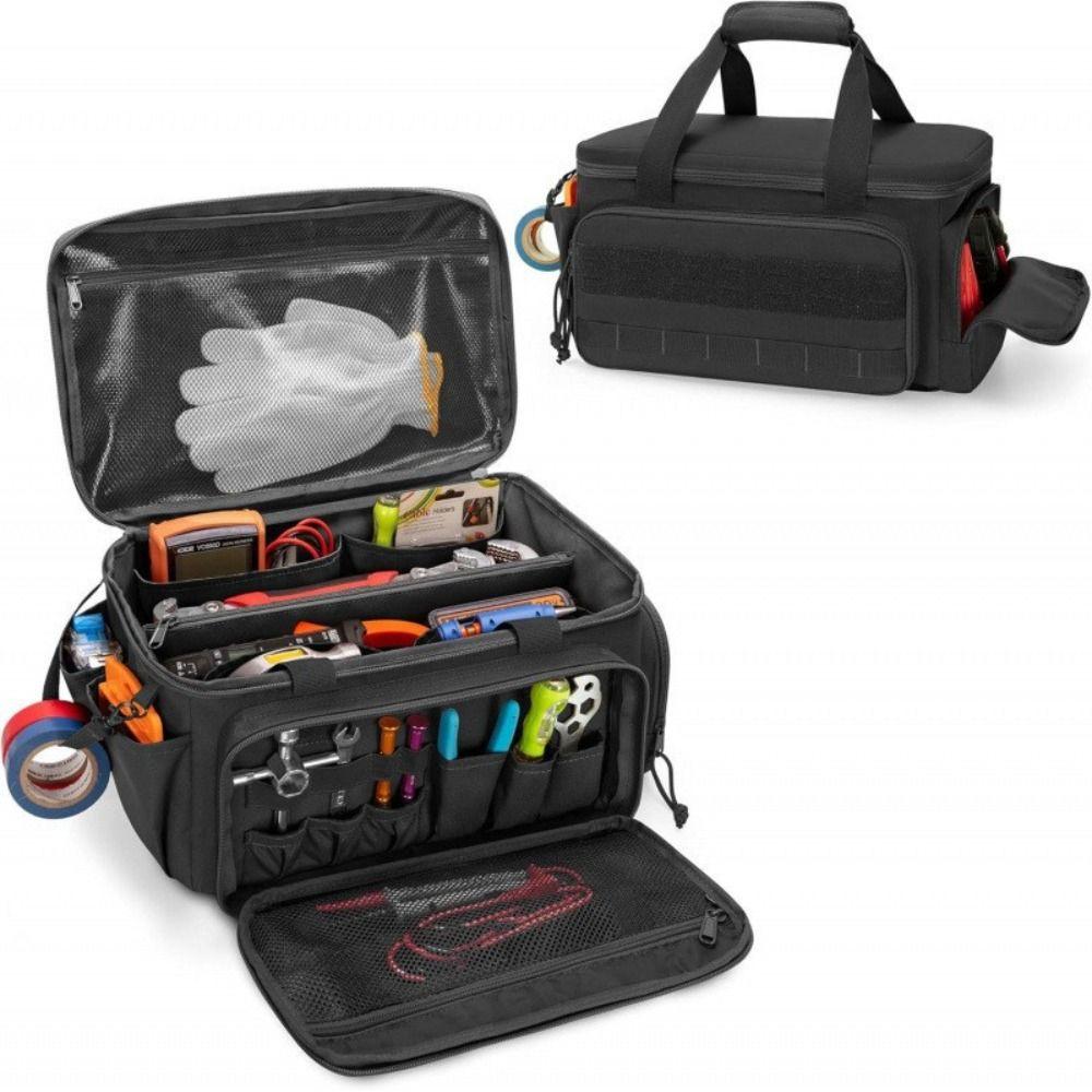 Comfortable Handle Tool Storage Bag Thick Padded Base Easy Carrying Tool Case Black Color Water Resistant Tool Bag For Craftsmen