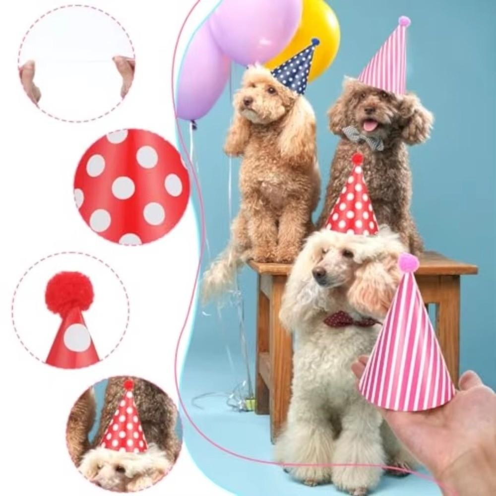 Polka Dot Birthday Party Hats with Pom Poms Colorful Birthday Hat Set DIY Handmade Paper Party Cone Hats Boy Girl Gifts