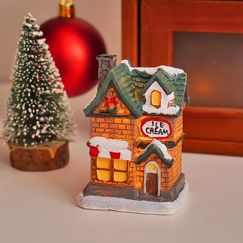 Luminous Christmas Micro-Landscape Cottage Decorations for Festive Atmosphere