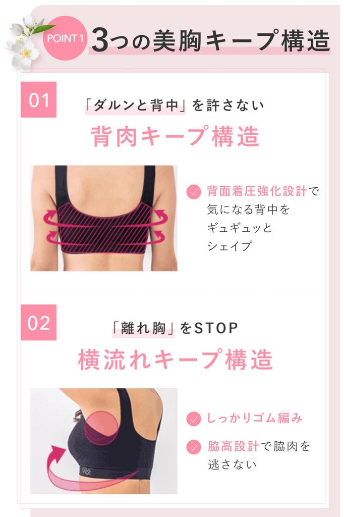 VIAGE Beauty Up Night Set 6 Sizes High Side Compression Back No Constriction Bra, 2-Piece (Black/Purple, S-M), Available, Design, Wireless, Design,