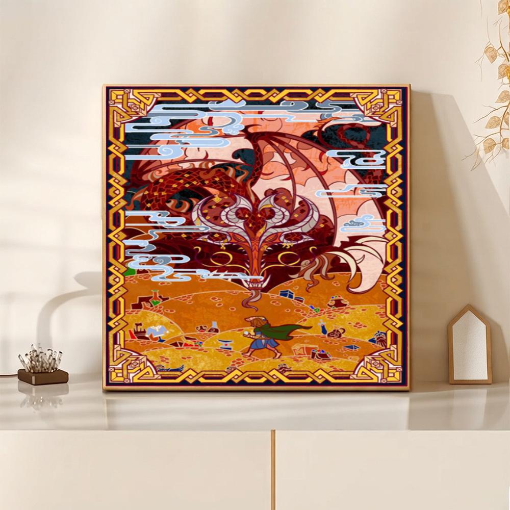 Hobbit Movie Poster 5D Diy Diamond Painting Round Diamond Mosaic Suitable For Beginners Diamond Painting Rhinestones Gift Frameless