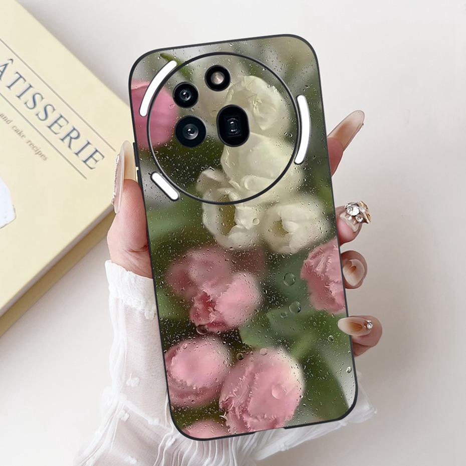 Beautiful Floral Painting Phone Case For Nothing Phone (3a) Pro Black Silicone Soft Cover For Nothing Phone3a 3a Pro Bumpers
