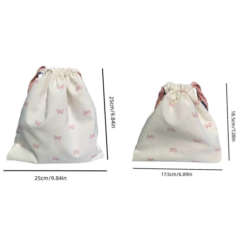 Bow Printed Drawstring Storage Bag Portable Cotton Pouch Diaper Pouch Bundle Pocket Work