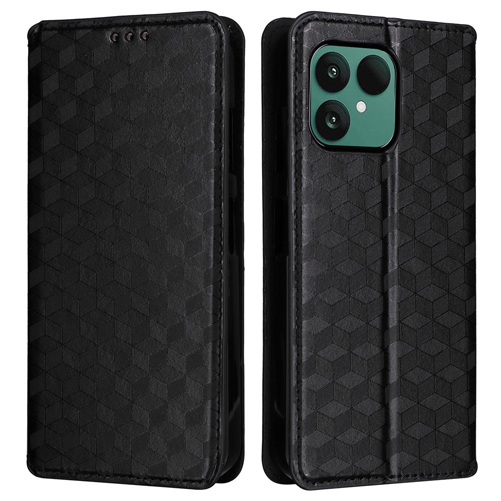 For Fairphone 6 Case Wallet Rhombus Imprinted Leather Phone Cover