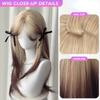 22 Inch Blonde Straight Bangs Wig Fiber Synthetic Wig Heat-resistant Non-Glare Natural Cosplay Hairpiece For Women Daily Korean Fashion