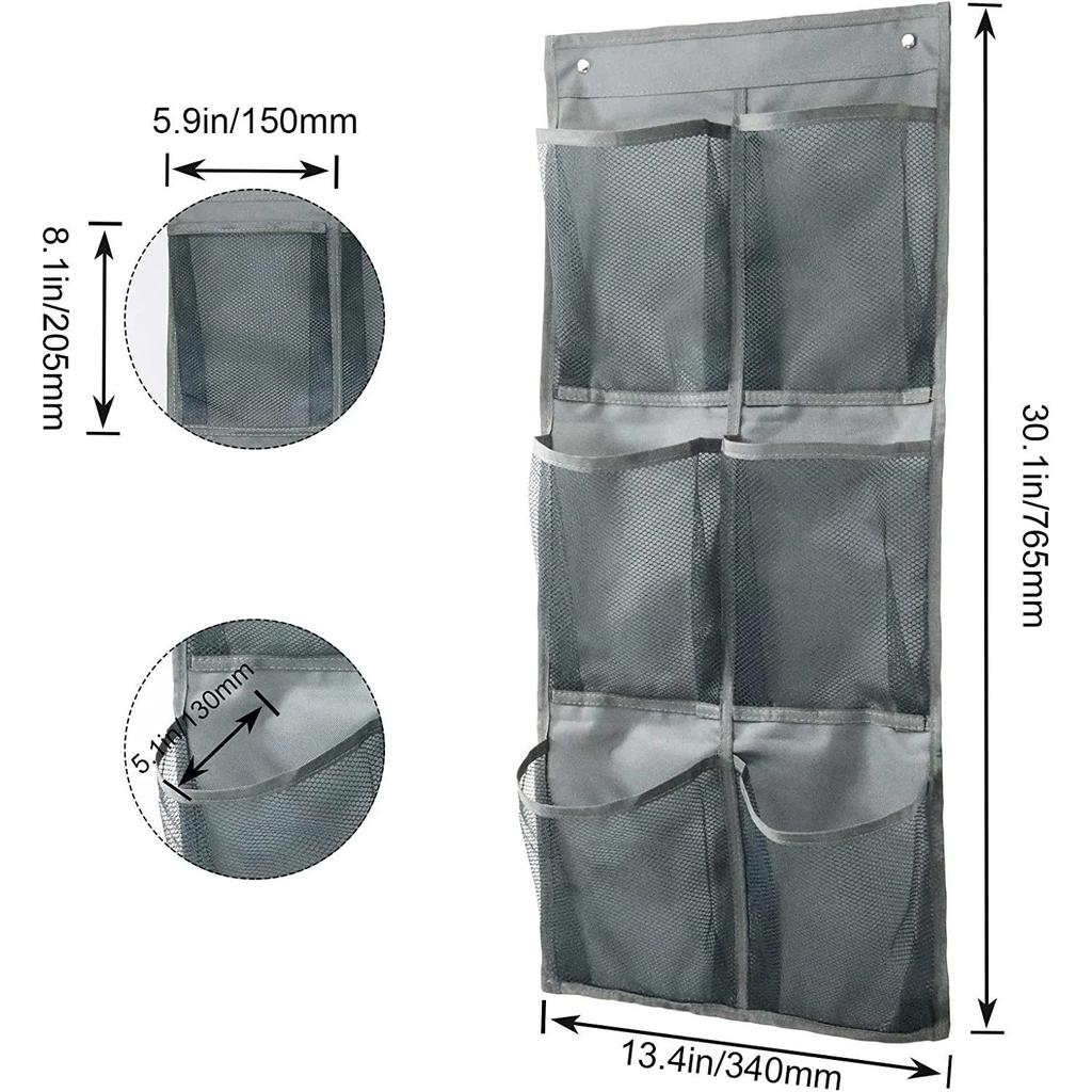 6 Grids Wall-mounted Sundries Organiser Non-woven Fabric Closet Storage Mesh Bag Pocket Clear Hanging Over The Door Cloth Box