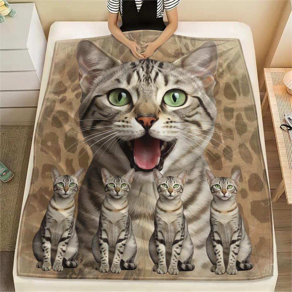 1 Stück Süße Katze 3D-Druck Flanelldecke, Hohe Qualität, Bequem für alle Jahreszeiten, Heimdekoration, Wärme und Komfort, Perfekt für Geschenke