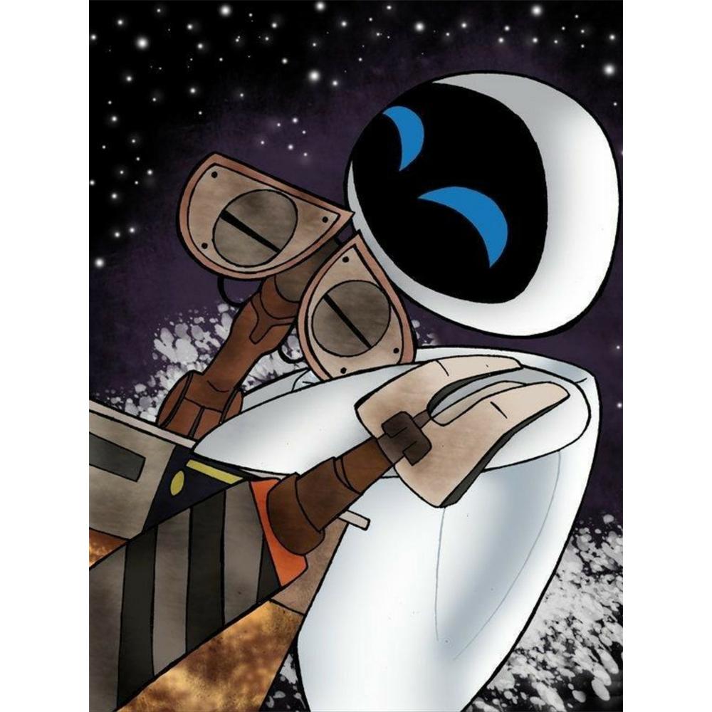 

Disney Diamond Painting EVE and WALL E Space Illustration Cute Cartoon Cross Stitch Complete Set of Creative Sewing Mosaic 5D DIY Home Decor Round 20x30cm