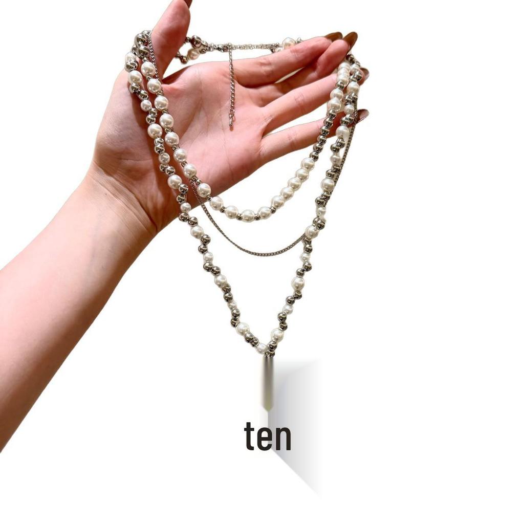 Rhinestone Glass Cross Multi-Layer Pendant Necklace - Elegant Clavicle Chain Trend