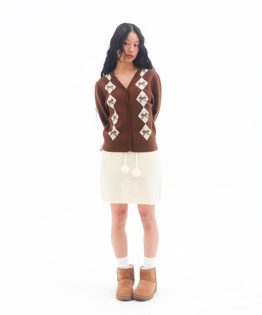 Ames Worldwide Knit Mini Skirt Cream