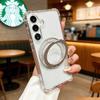 For Samsung Galaxy S26 S25 S24 FE S23 S22 Ultra Plus 360 Rotating Bracket Magnetic Case for A35 A55 A56 Transparent Airbag Cover