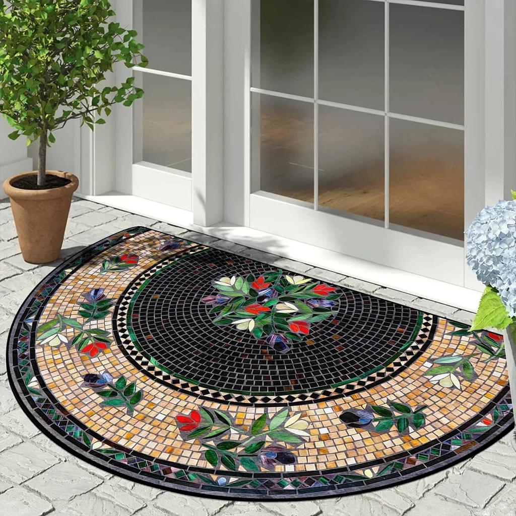 Entrance Carpet Home Door Entry Mat Outdoor Garden Decorative Carpets Luxury Welcome DoorMats Semi-circular Rug Tapete De Entra