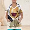 Women Plus Size V Neck Short Sleeve Scrub Top Boho Abstract Multicolor Heart Star Print Nurse Uniform Top
