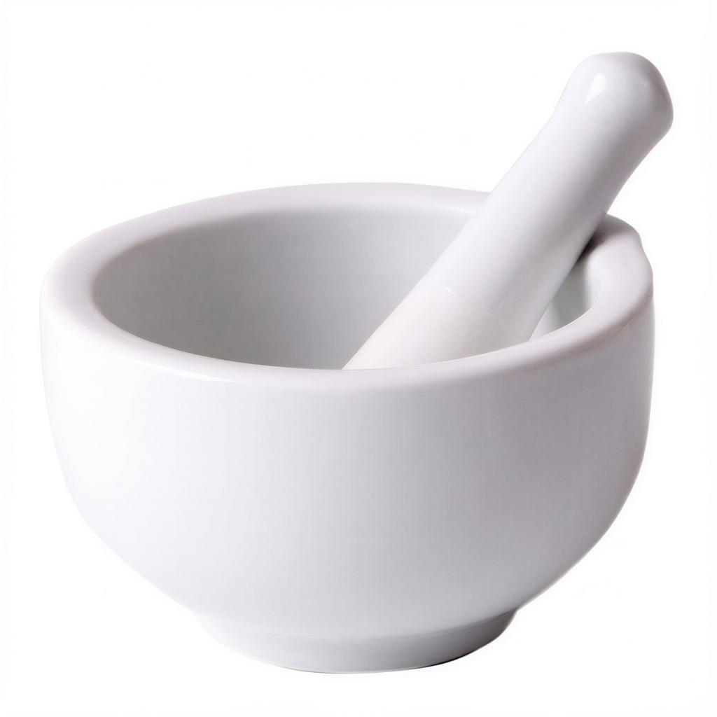 White Ceramic Mortar 8 Cm With Pestle 2 Pieces For Spices Dishwasher