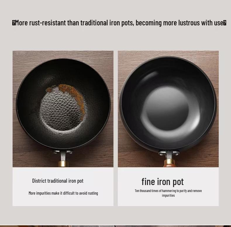 Ancient-Style Non-Stick Thick Iron Wok for Stir-Frying, Stewing, and Soup - Household & Commercial Use