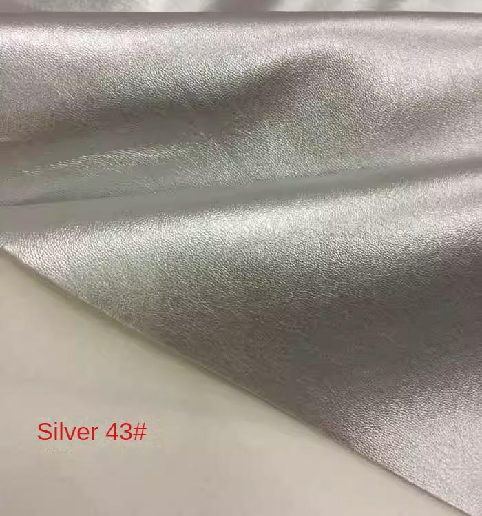 Soft Stretch PU Leather Fabric Sheepskin Pattern Upholstery By The Meter for Clothes Sofa Toy Bag Sewing Cloth Pearl Light Black