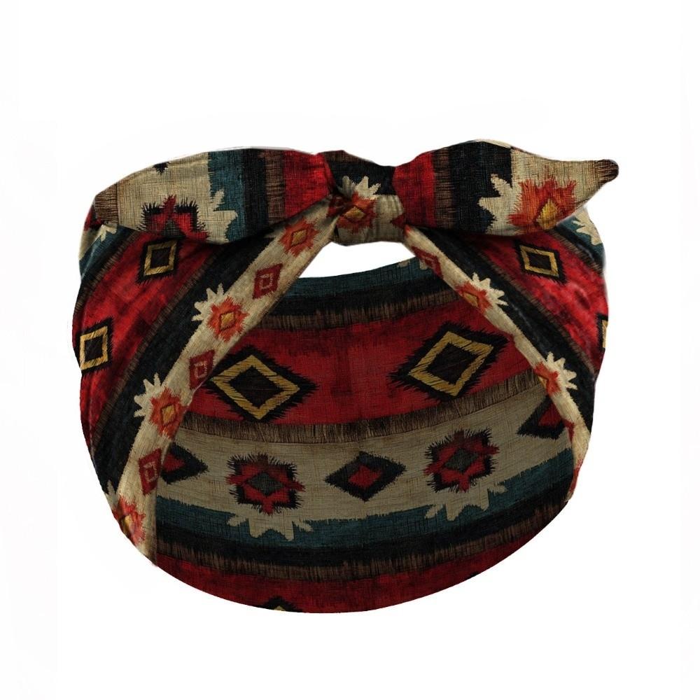 Wide Boho Print Headband Elastic Turban Headwear Casual Bohemian Hair Bands for Yoga Biker
