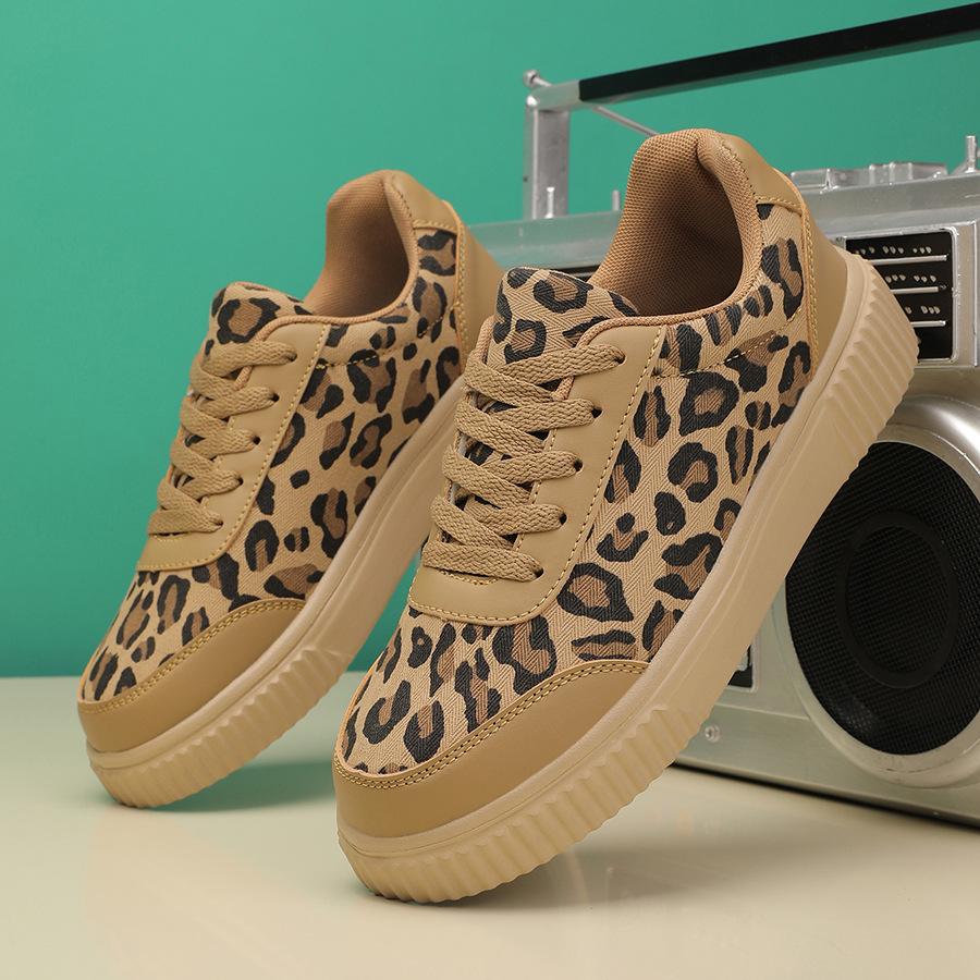 

Women s Sneakers Leopard Print Casual Shoes Fashion Outdoor Vulcanized Shoes Canvas Running Shoe Lace-up Platform Women Shoes 36 хаки
