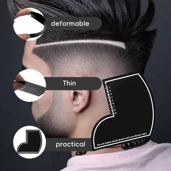 Men Hair Styling Template Color Enhancement Barber Card with Measurement