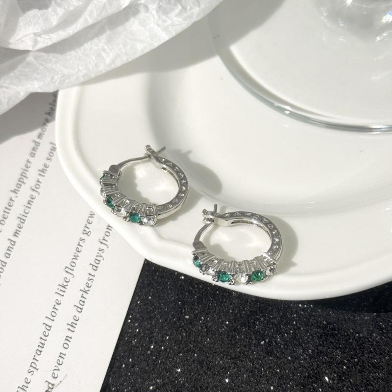 Women Fashion Light Luxury Hollow Circle Inlaid Zircon Ear Buckle Earrings