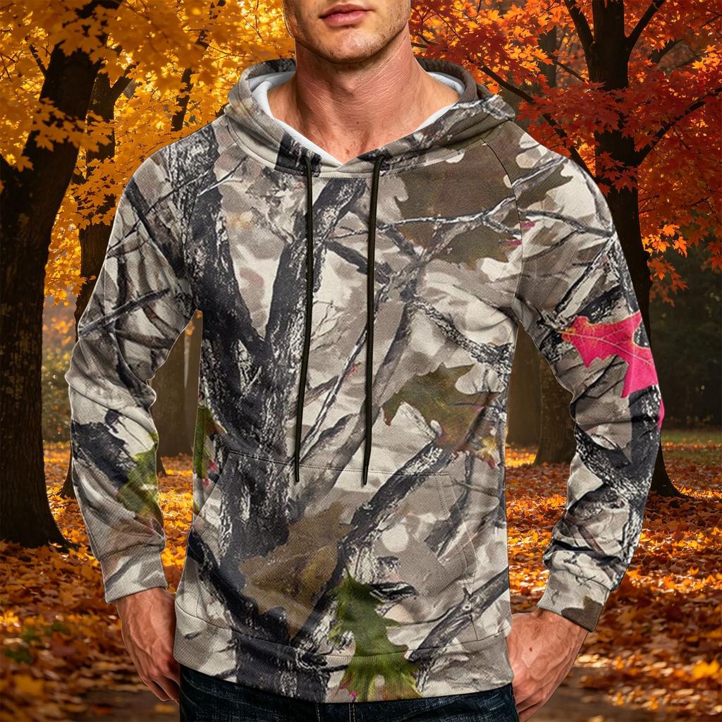 Men's Printed Loose Fit Hoodie with Pocket and Drawstring Casual Sweatshirt