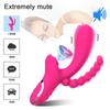 3 In 1 Clitoris Sucker Dildo Vibrator for Female G Spot Tongue Licking Clit Vacuum Stimulator