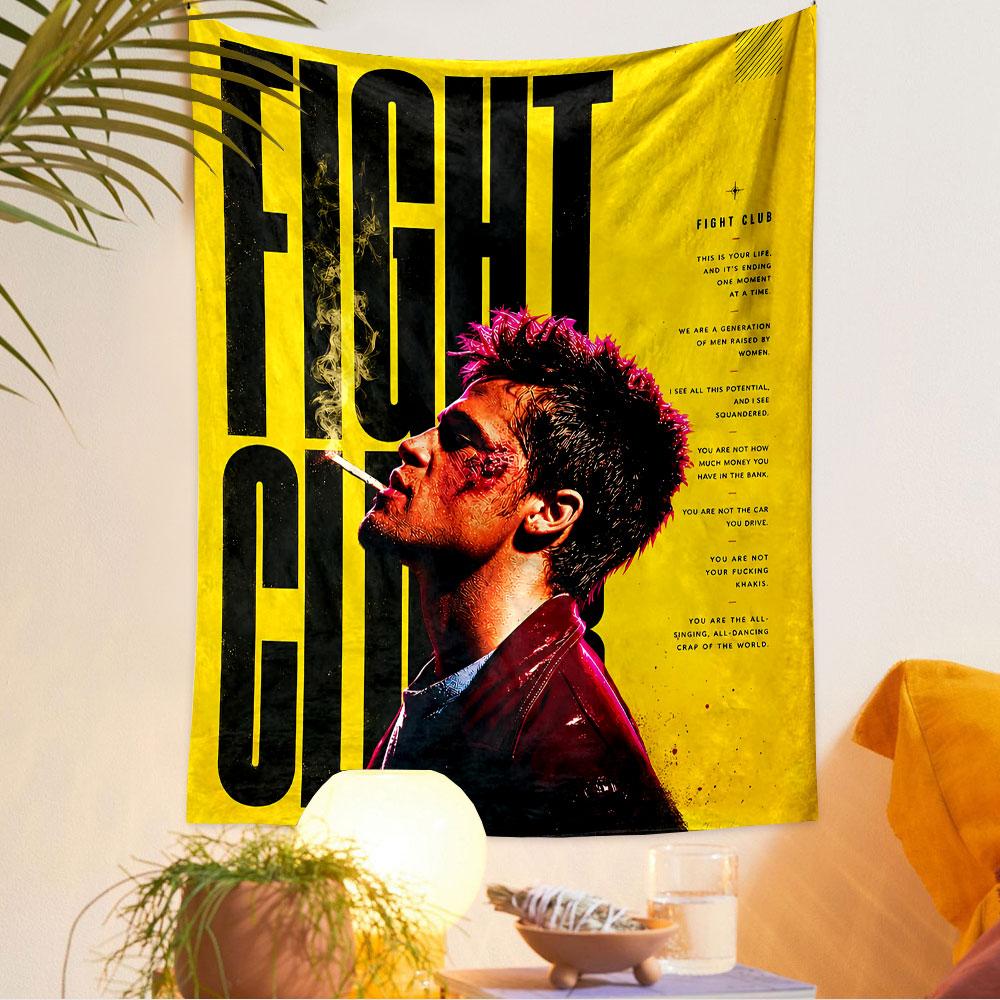 Fight Club Tapestry Wall Hanging, Cult Movie Poster, Wall Decor for Bedroom Living Room Dorm