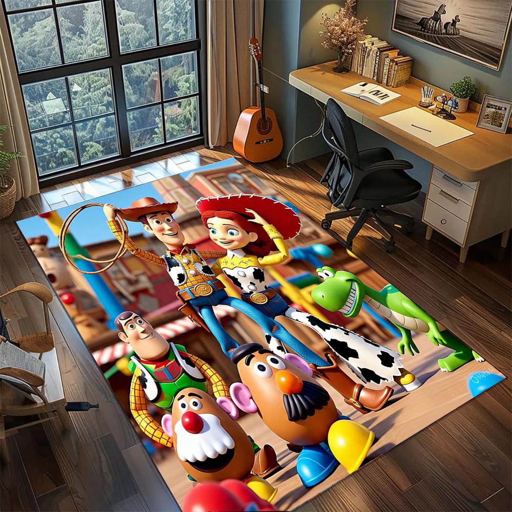 Cute Toy Story Alien Pizza Planet Lotso Bear Rug Carpet Large Area Rug Non Slip Washable Floor Mat Gamer Room Bedroom Home Decor