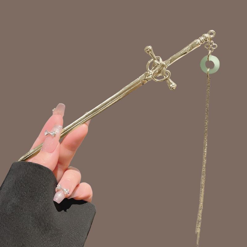DIY Creative Chinese Style Hairpin Punk Sword Shape Hair Fork Fashion Hair Accessory for Women Cosplay Hanfu Party Wear
