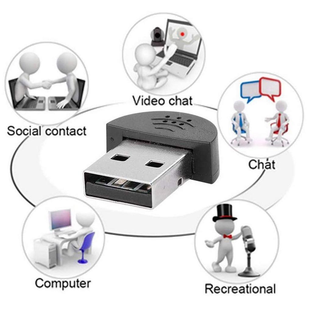 Rosebe USB Mini Microphone Portable USB Mini Studio Speech Microphone Recording MIC Adapter Omnidirectional Microphone for Computer PC Plug and Play