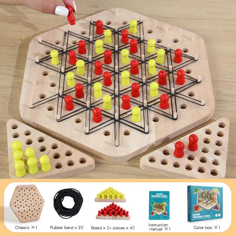 Wooden Geometric Triangle Chess Board – Parent-Child Interactive Educational Game for Kids