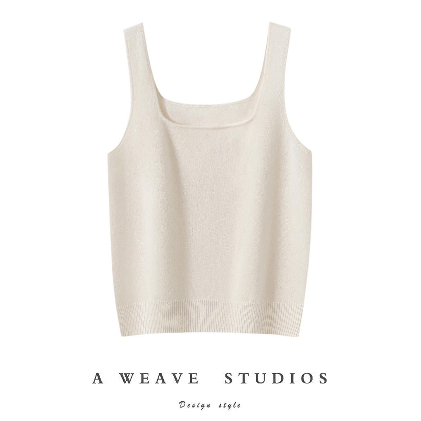 

Женский кашемировый топ: Новый осенне-зимний стиль с широкими бретелями, дизайном без рукавов, короткой трикотажной основой и универсальной элегантностью. Medium белый