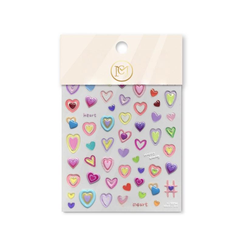 3D Jelly Nail Stickers Popular Japanese Cute Heart Fruit Design Self-Adhesive Waterproof Paper Accessories for DIY