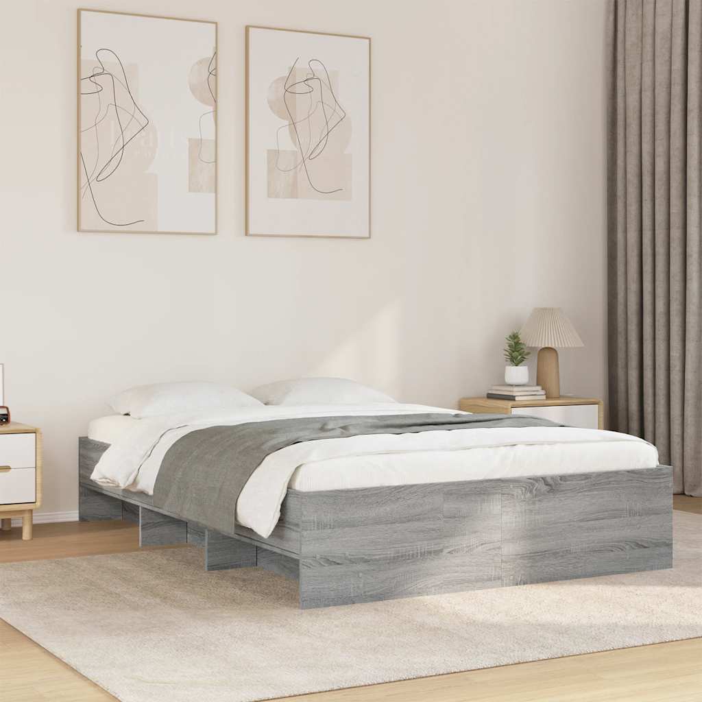Bed Frame Gray Sonoma 120 x 190 cm Particleboard