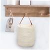 KESYOO Cotton Rope Hanging Basket with Leather-Look Handle, 30 cm
