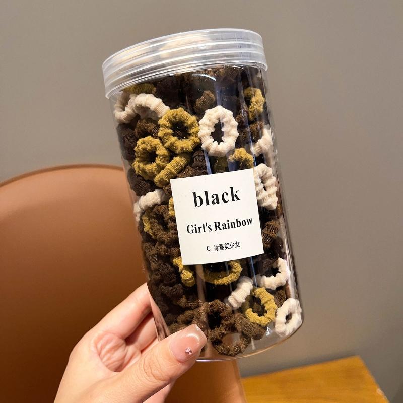 200pcs/set Girls Fluffy Hair Tie Jars Soft Textured Small Scrunchies Perfect Daily Hairstyling Cute Hair Bands Ponytails Adorable Vibrant Hair Tie