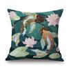 Home Decorative Nordic Metallic Gold Art Lotus Flower Cactus Sunrise Scenery Sofa Throw Pillow Case Cotton Linen Cushion Cover